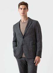 Men's Donegal Wool Blazer in Mid Grey Melange