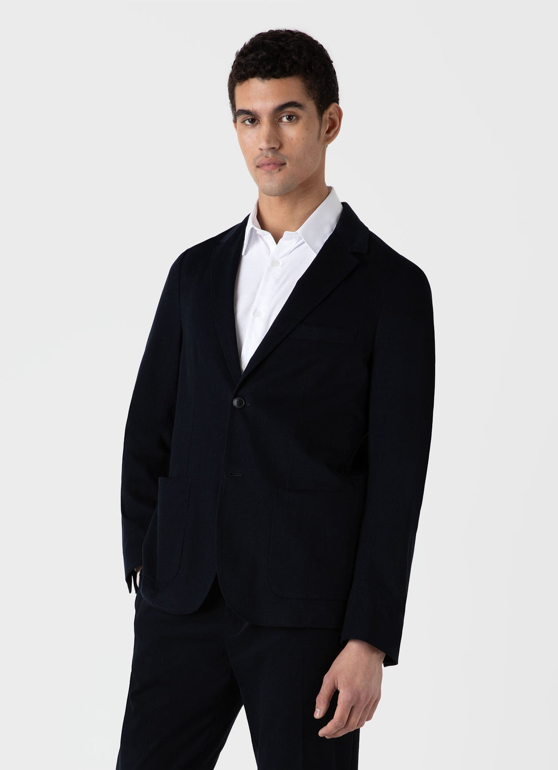 Men's Brushed Cotton Wool Blazer in Navy