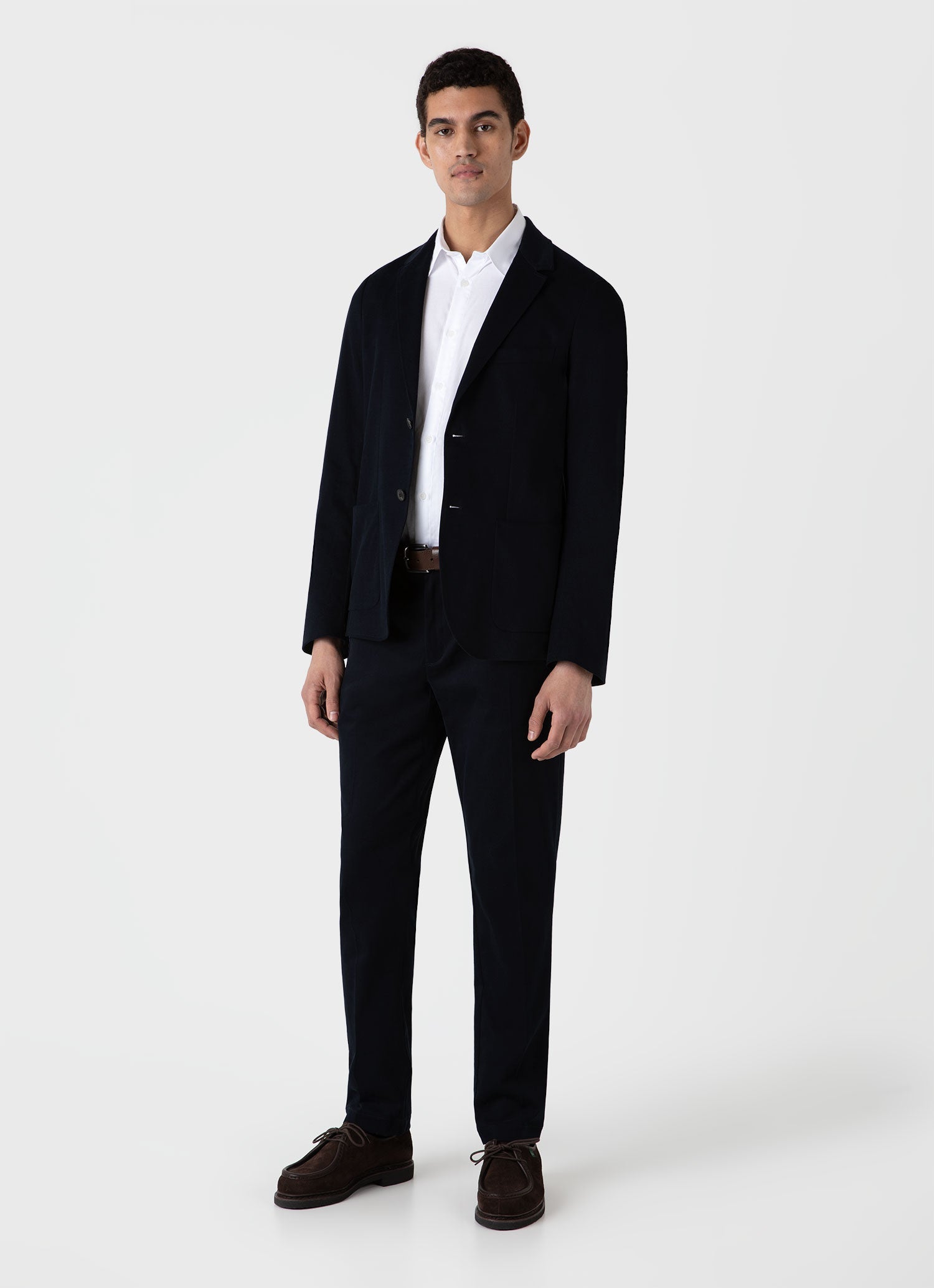 Men's Brushed Cotton Wool Blazer in Navy