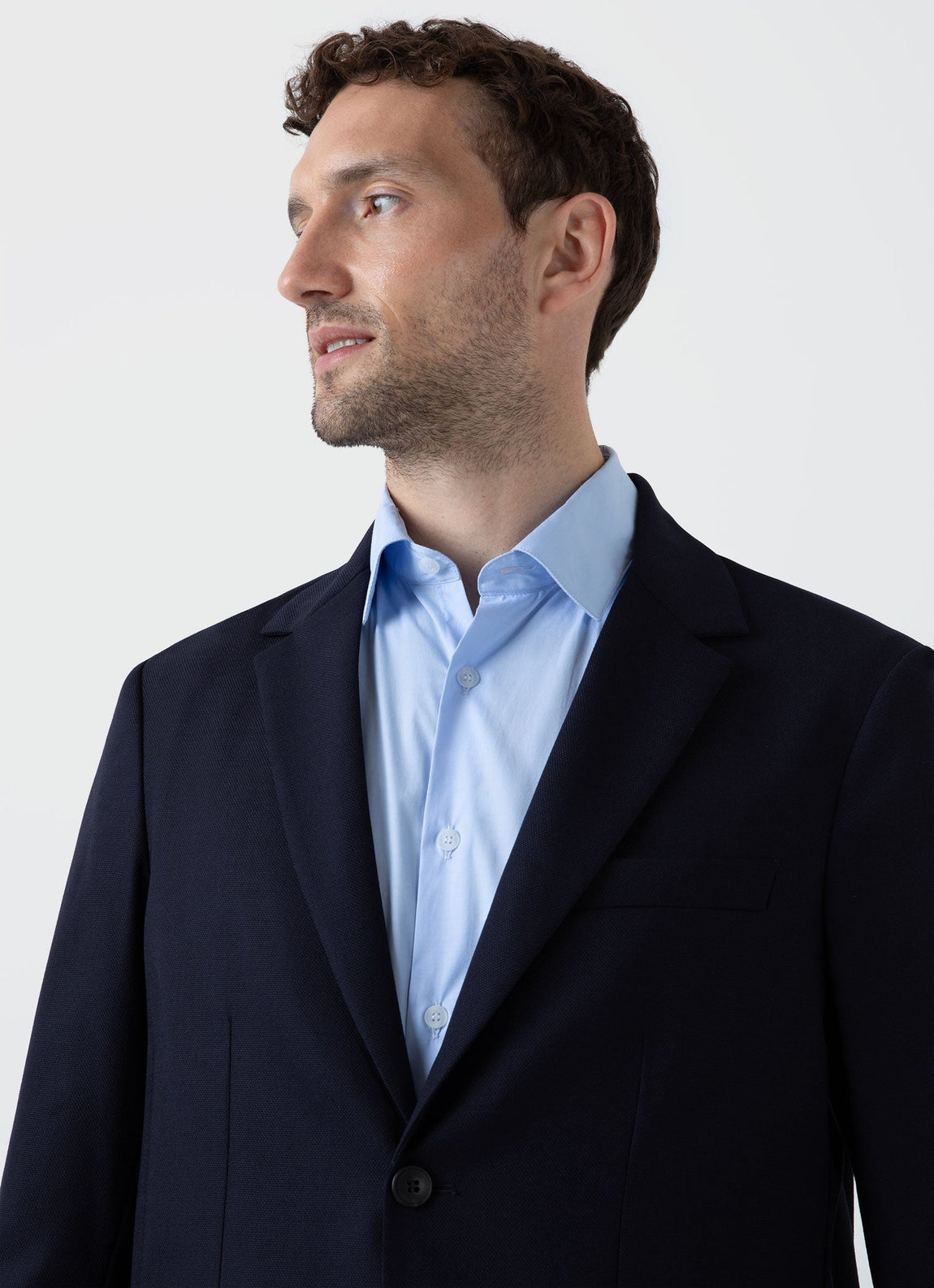 Men's Lightweight Travel Wool Blazer in Navy