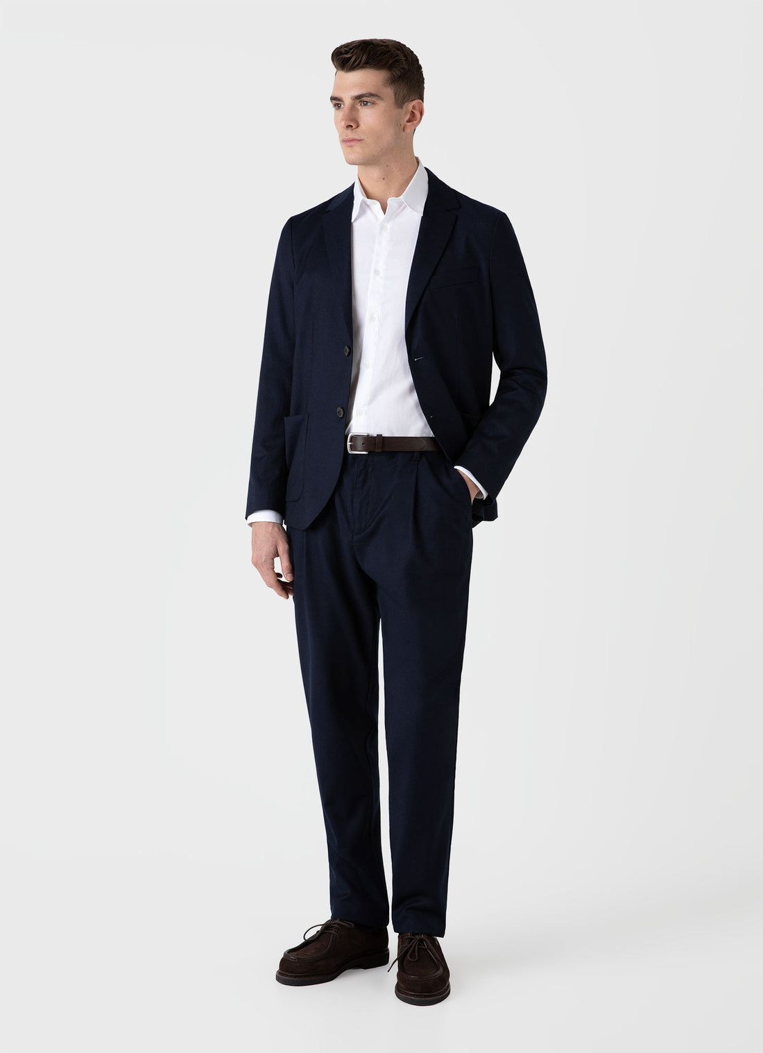 Men's Wool Flannel Two-Piece Suit in Navy