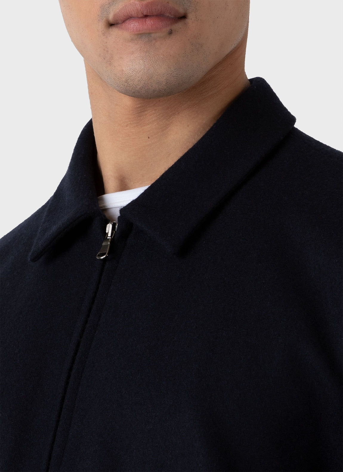 Men's Boiled Wool Zip Jacket in Navy