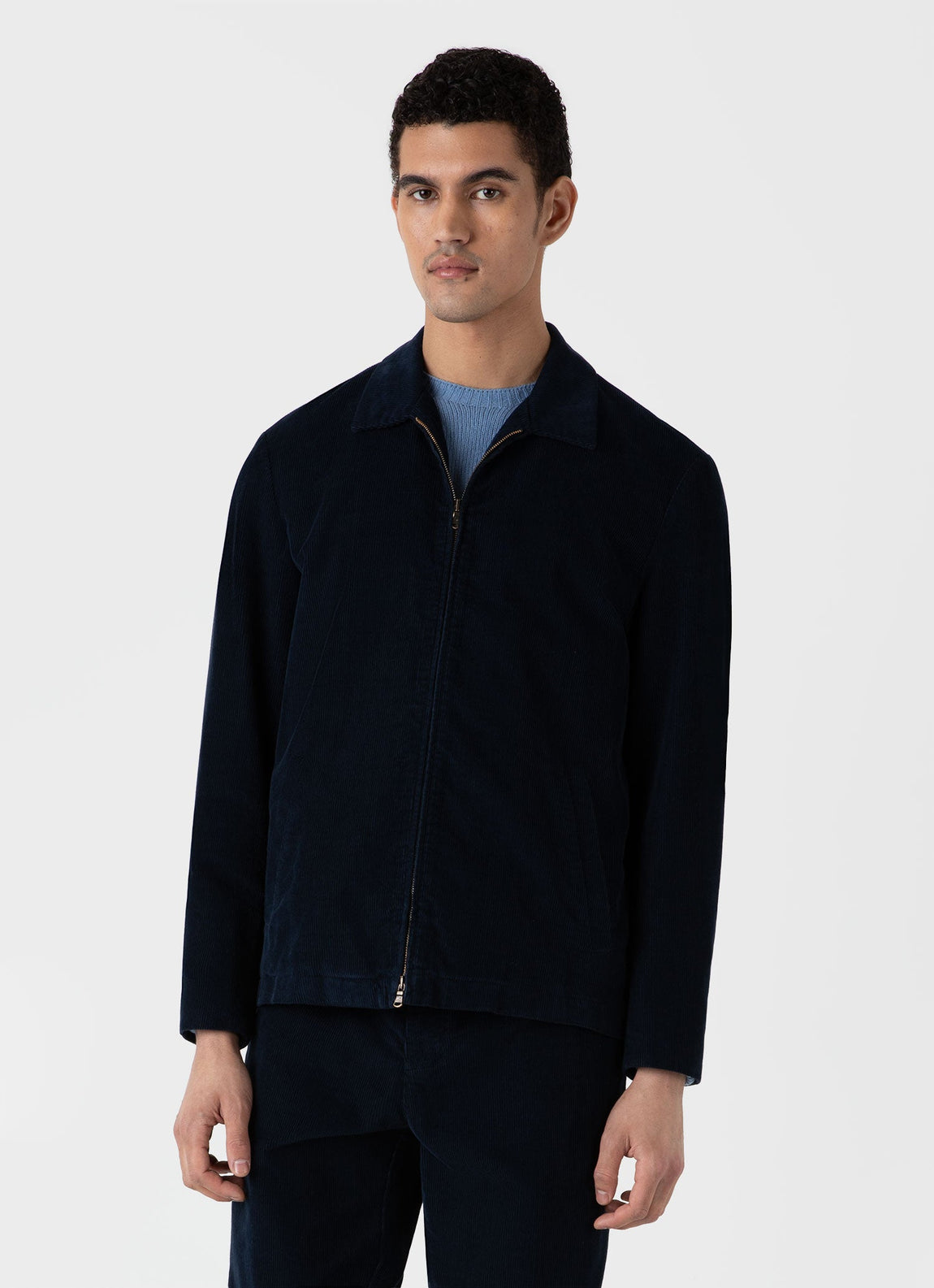 Men's Cord Harrington Jacket in Navy