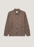 Men's Cotton Linen Twill Twin Pocket Jacket in Dark Cedar