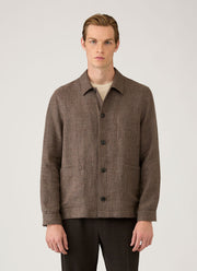 Men's Cotton Linen Twill Twin Pocket Jacket in Dark Cedar