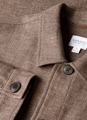 Men's Cotton Linen Twill Twin Pocket Jacket in Dark Cedar
