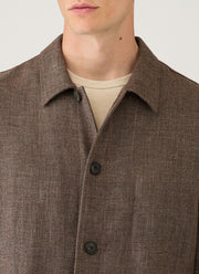 Men's Cotton Linen Twill Twin Pocket Jacket in Dark Cedar
