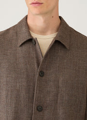 Men's Cotton Linen Twill Twin Pocket Jacket in Dark Cedar