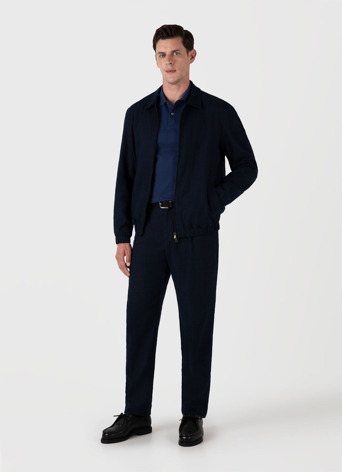 Men's Cotton Raffia Blouson Jacket in Navy