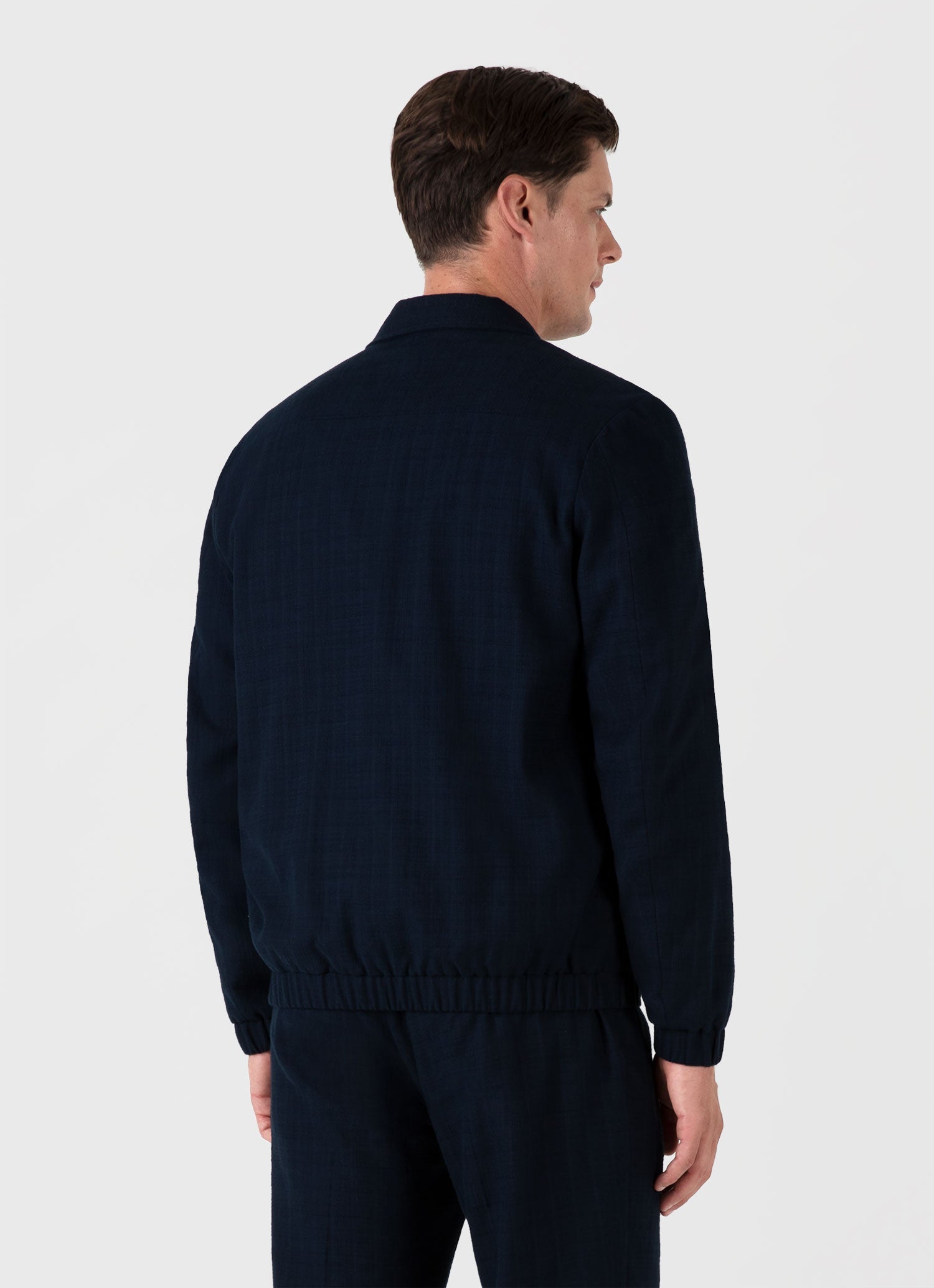 Men's Cotton Raffia Blouson Jacket in Navy