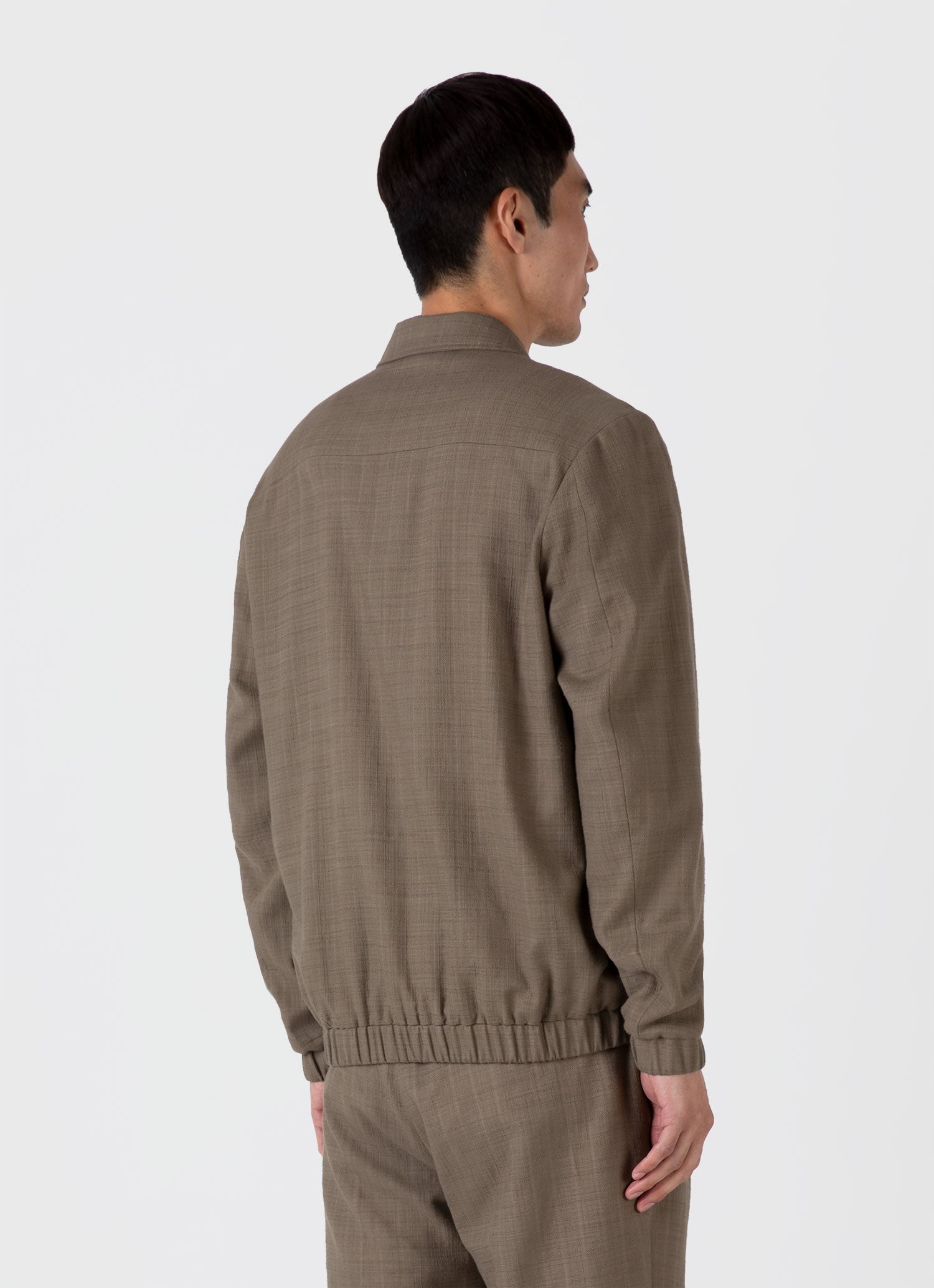 Men's Cotton Raffia Blouson Jacket in Dark Stone