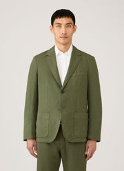 Men's Cotton Linen Blazer in Deep Olive