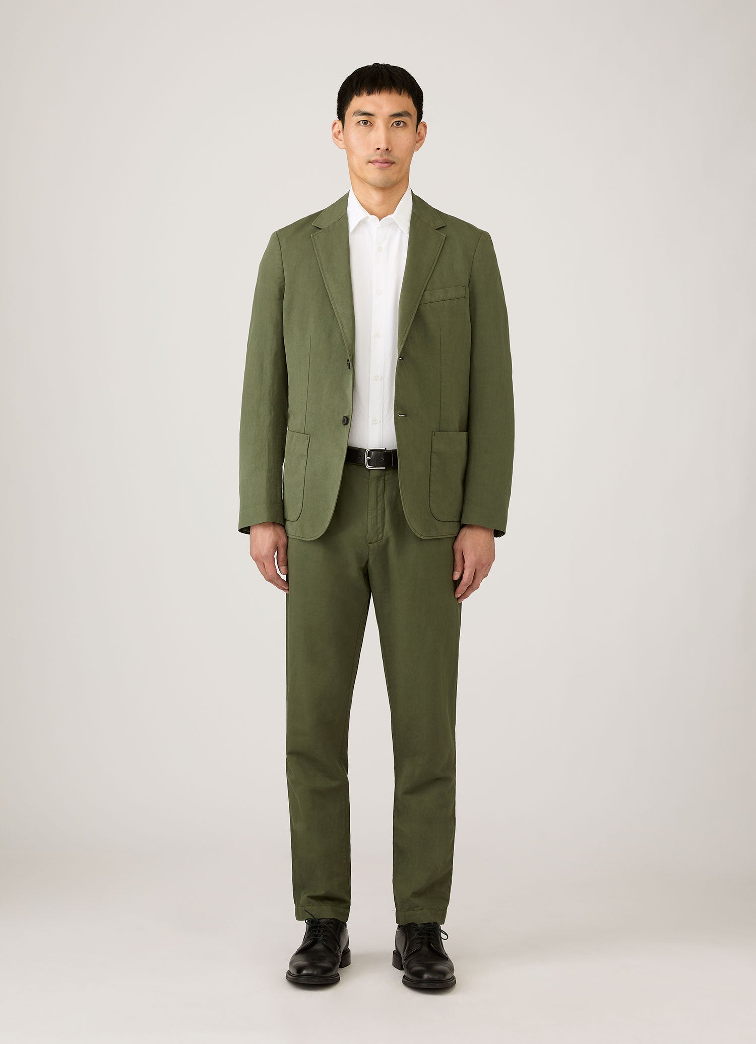 Men's Cotton Linen Blazer in Deep Olive