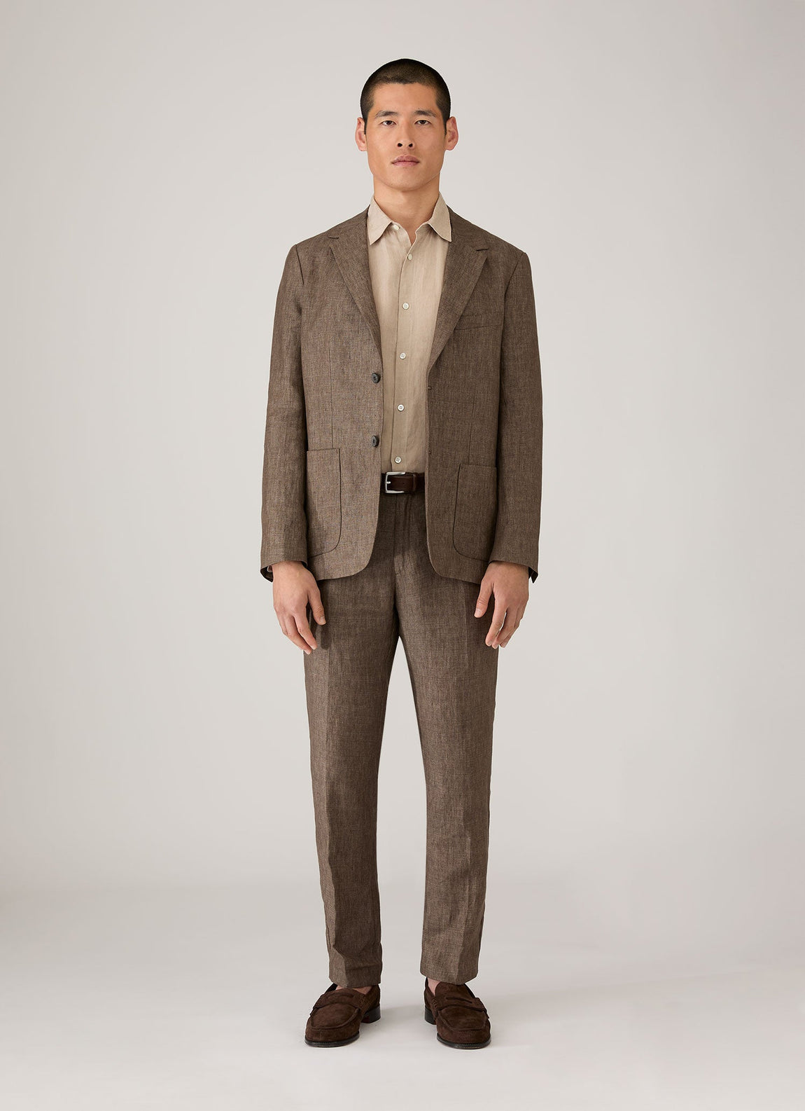 Men's Linen Blazer in Dark Walnut