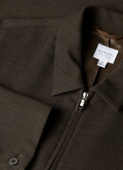 Men's Light Textured Wool Harrington Jacket in Truffle