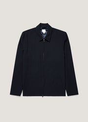 Men's Light Textured Wool Harrington Jacket in Navy