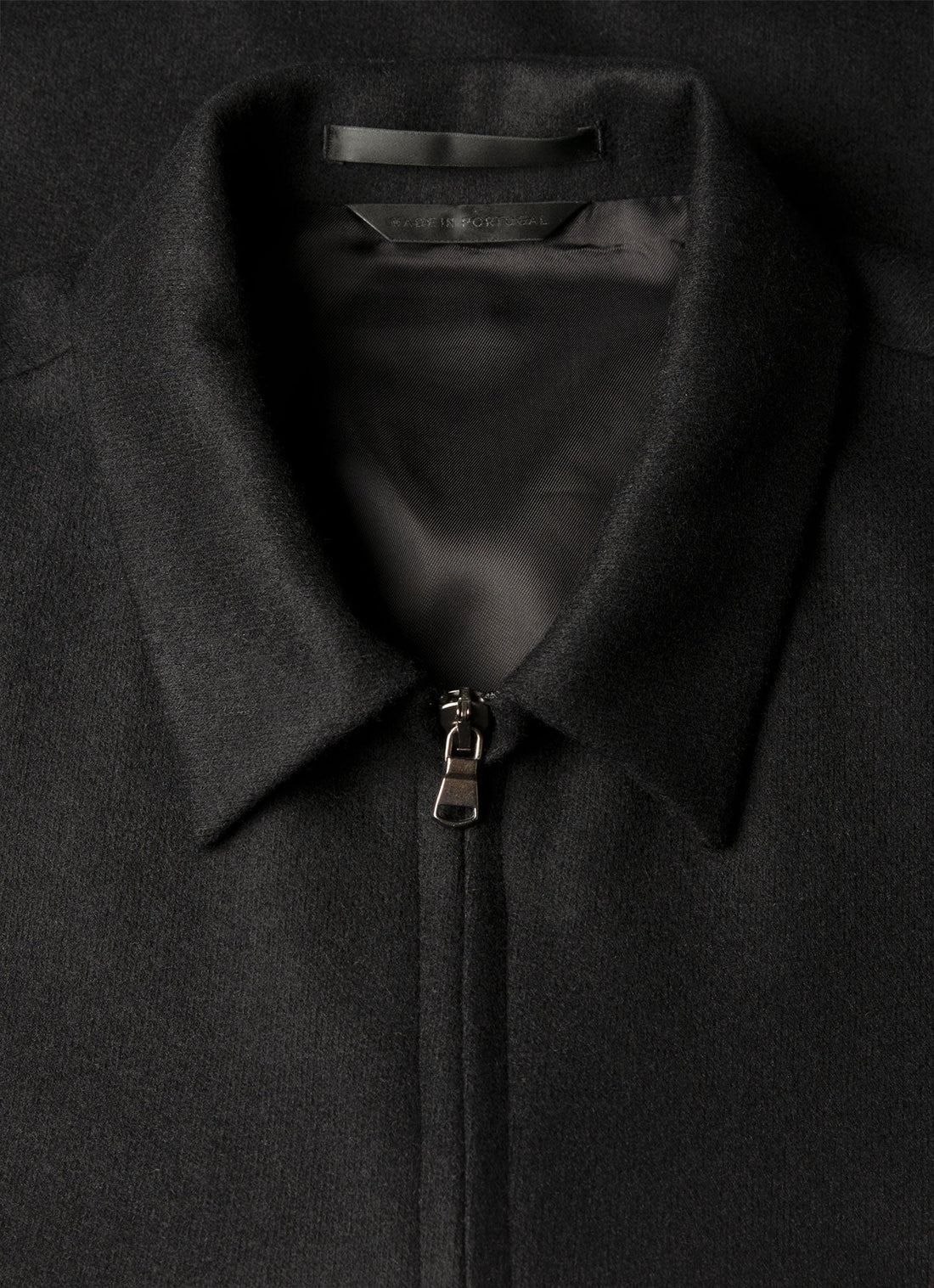Men's Boiled Wool Harrington Jacket in Black
