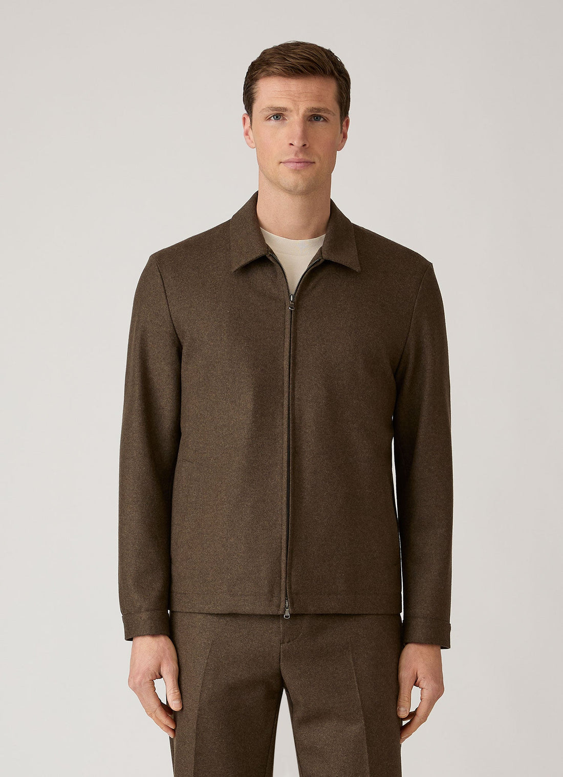 Men's Boiled Wool Harrington Jacket in Loden Green