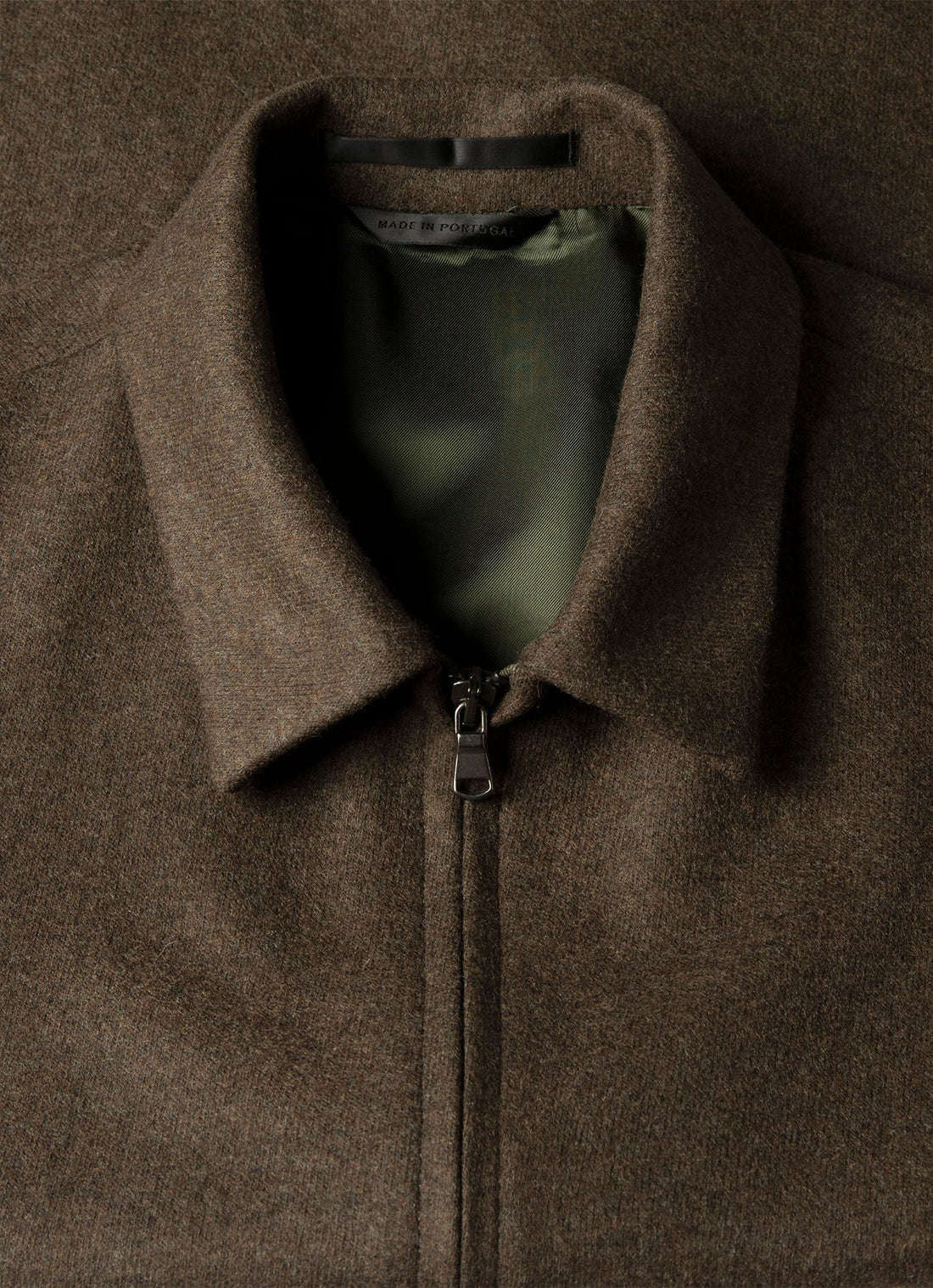 Men's Boiled Wool Harrington Jacket in Loden Green