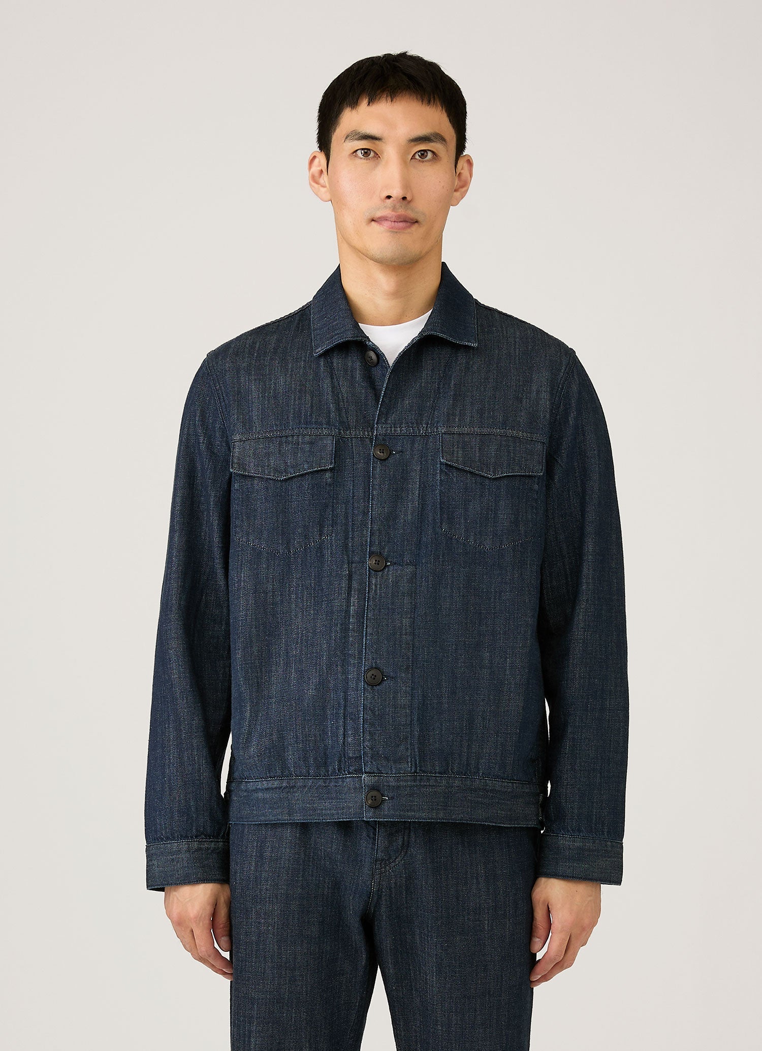 Men's Japanese Denim Jacket in Rinse Wash Denim