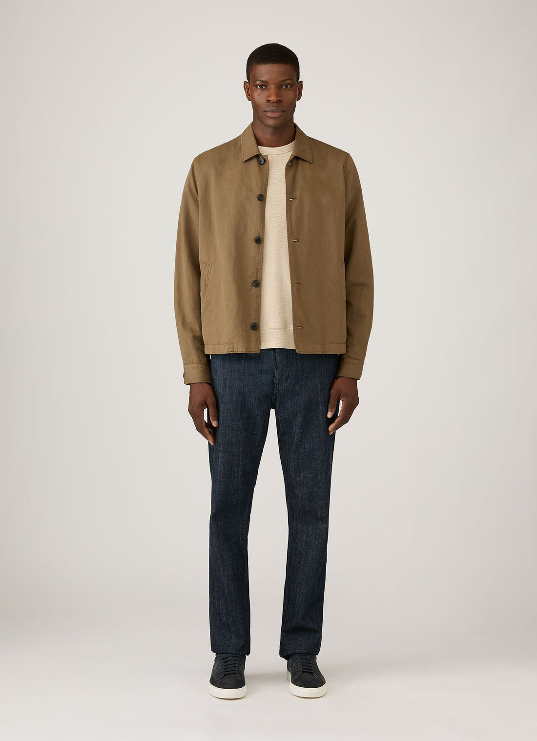 Men's Cotton Linen Jacket in Dark Cedar