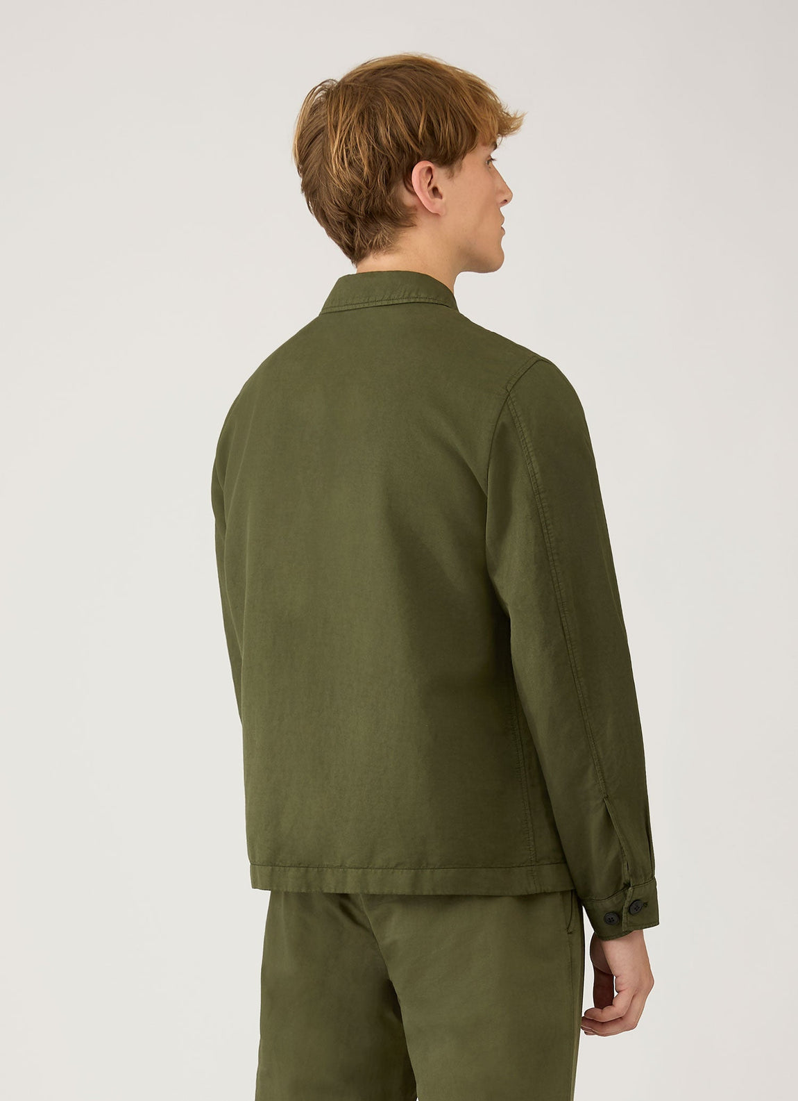 Men's Cotton Linen Jacket in Deep Olive