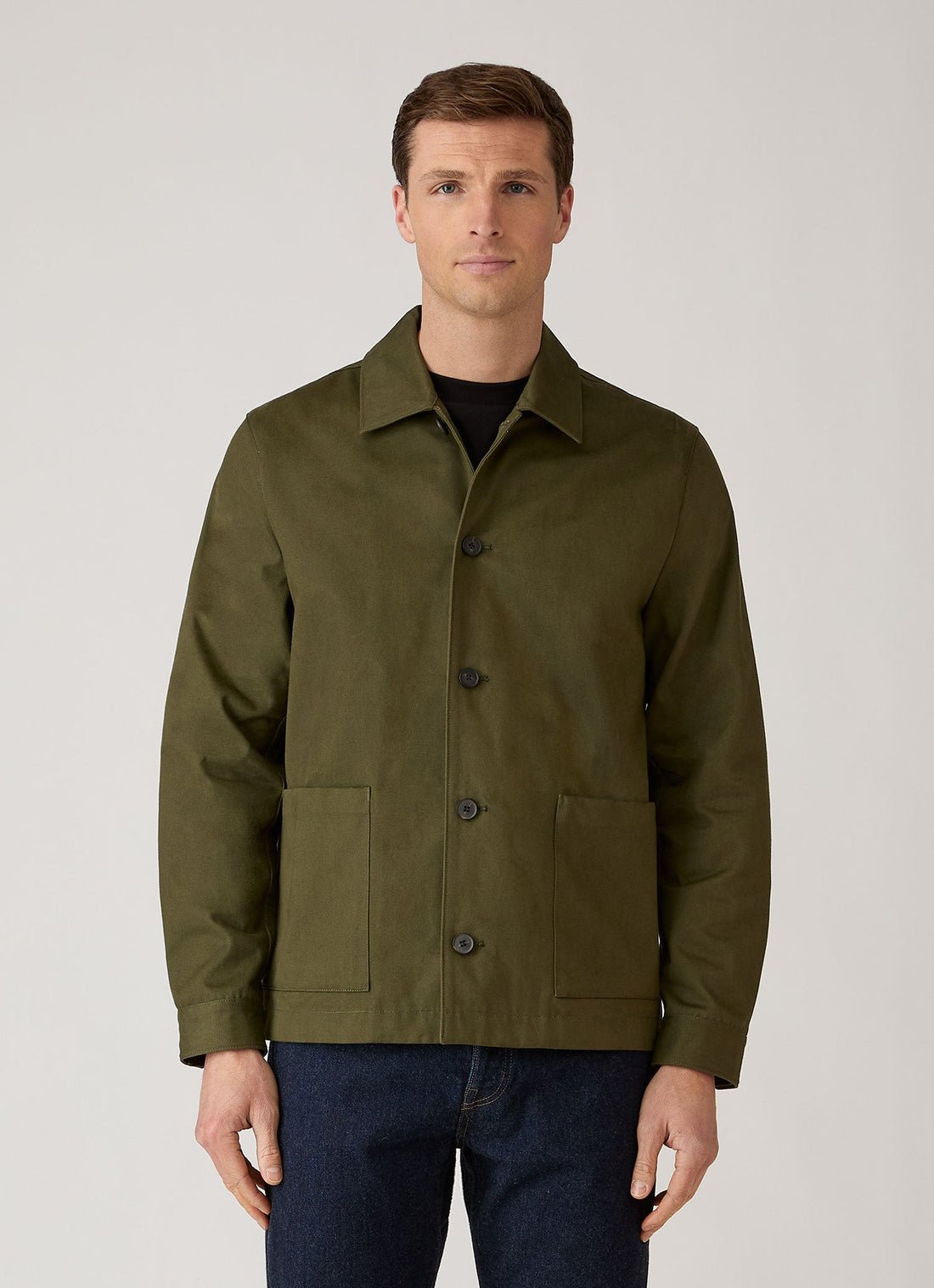 Men's Cotton Drill Chore Jacket in Loden Green