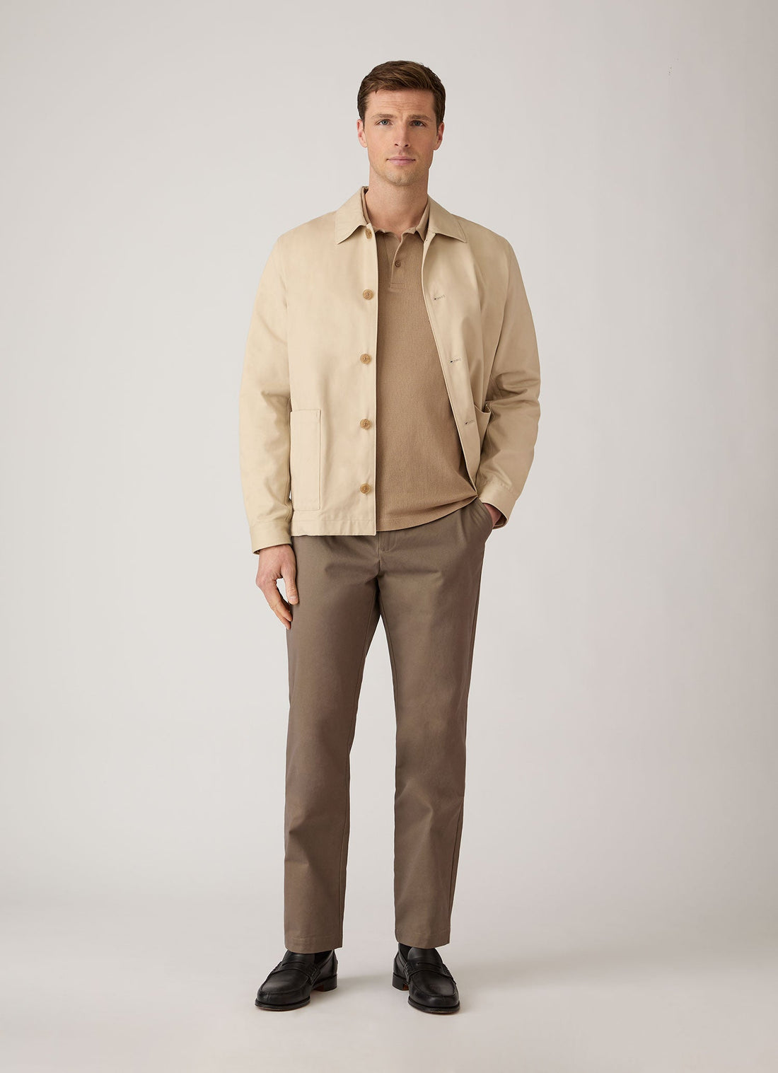 Men's Cotton Drill Chore Jacket in Light Stone