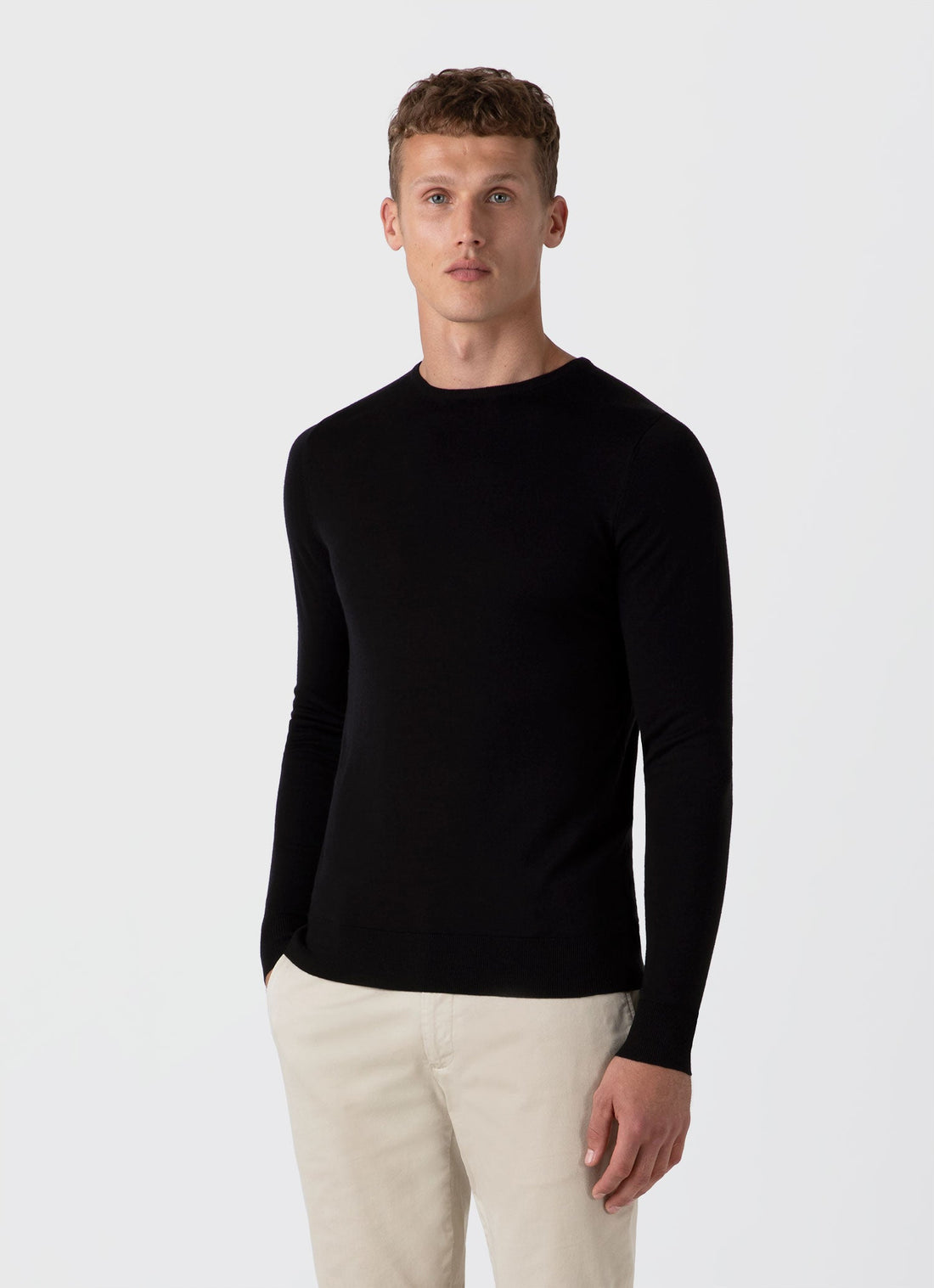 Men's Extra-Fine Merino Crew Neck in Black