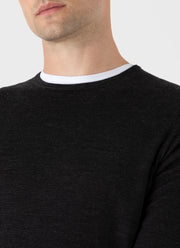 Men's Extra-Fine Merino Crew Neck in Charcoal Melange