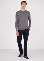 Men's Extra-Fine Merino Crew Neck in Grey Melange