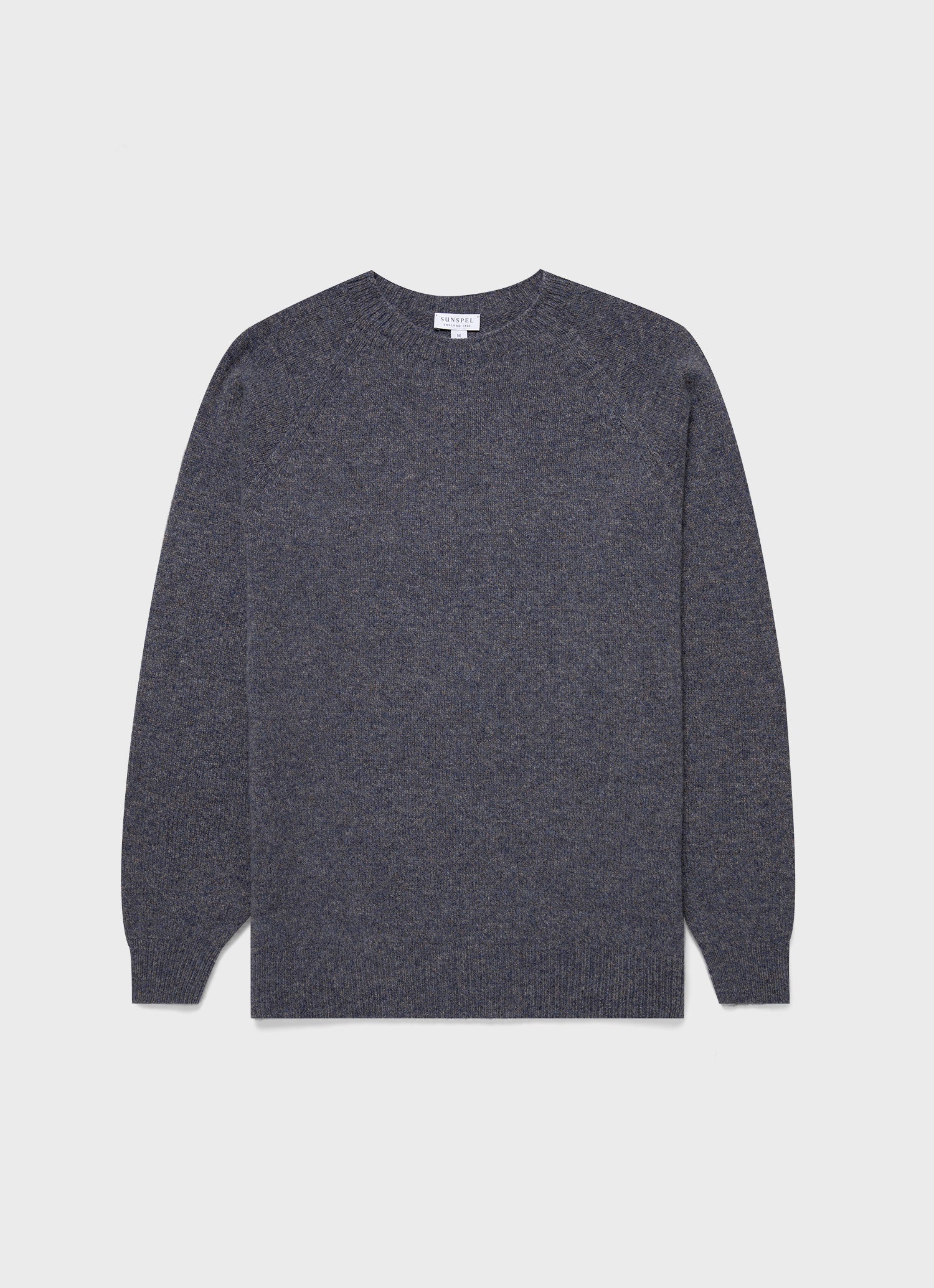 Men's Lambswool Crew Neck Jumper in Slate Blue Twist