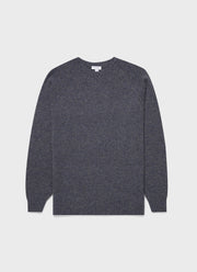 Men's Lambswool Crew Neck Jumper in Slate Blue Twist