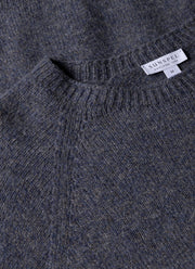 Men's Lambswool Crew Neck Jumper in Slate Blue Twist