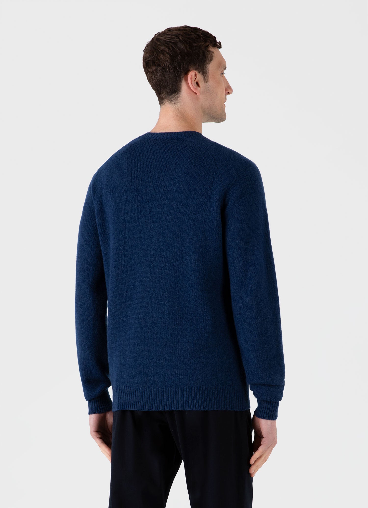 Men's Lambswool Crew Neck Jumper in Naval Blue