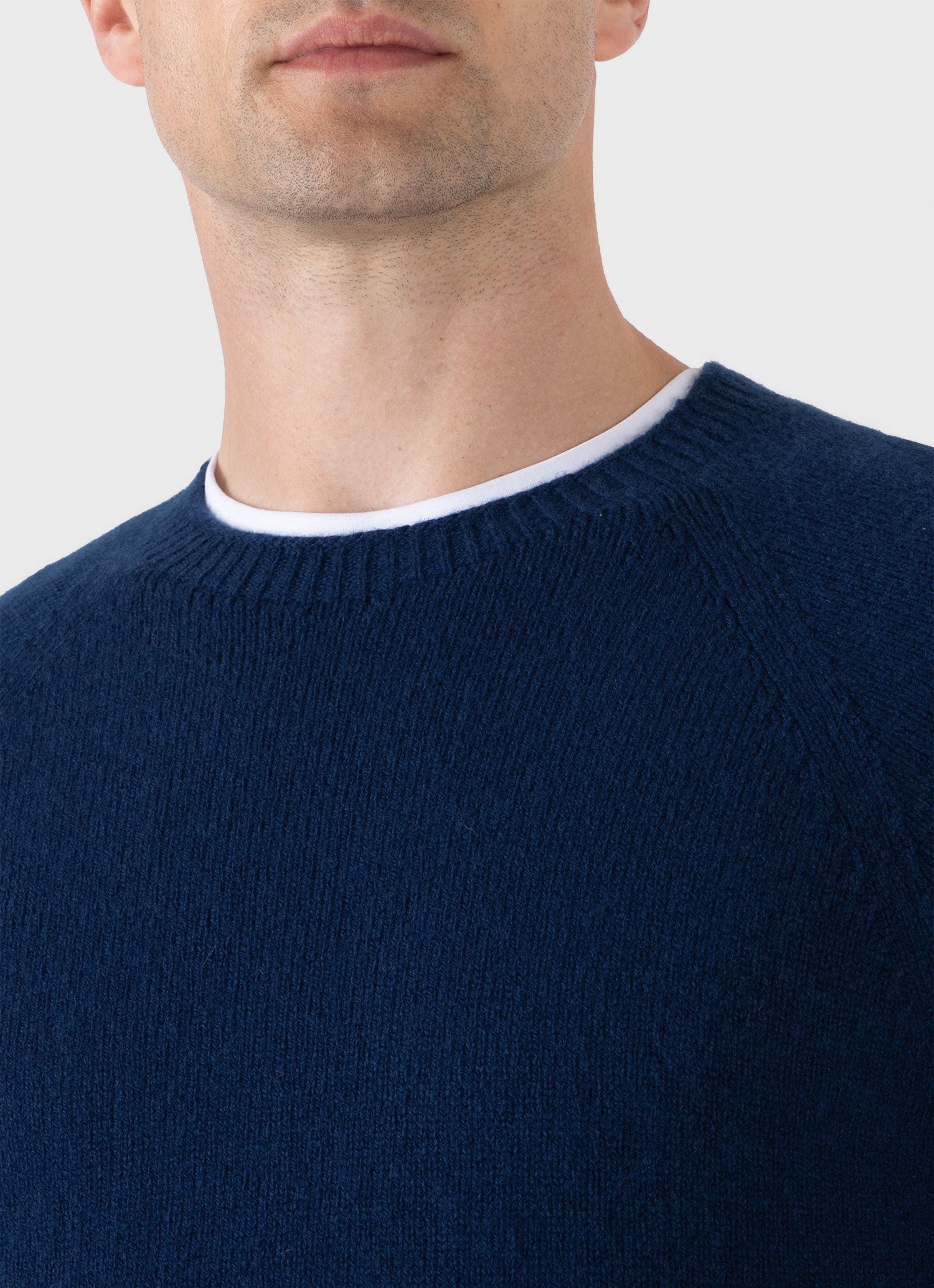 Men's Lambswool Crew Neck Jumper in Naval Blue