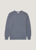 Men's Lambswool Crew Neck Jumper in Denim Twist
