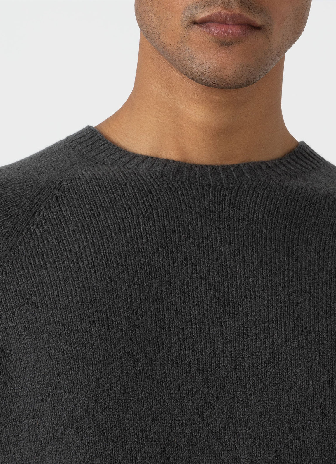 Men's Lambswool Crew Neck Jumper in Drill Green