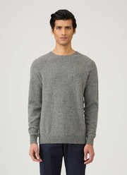 Men's Lambswool Crew Neck Jumper in Mid Grey Melange