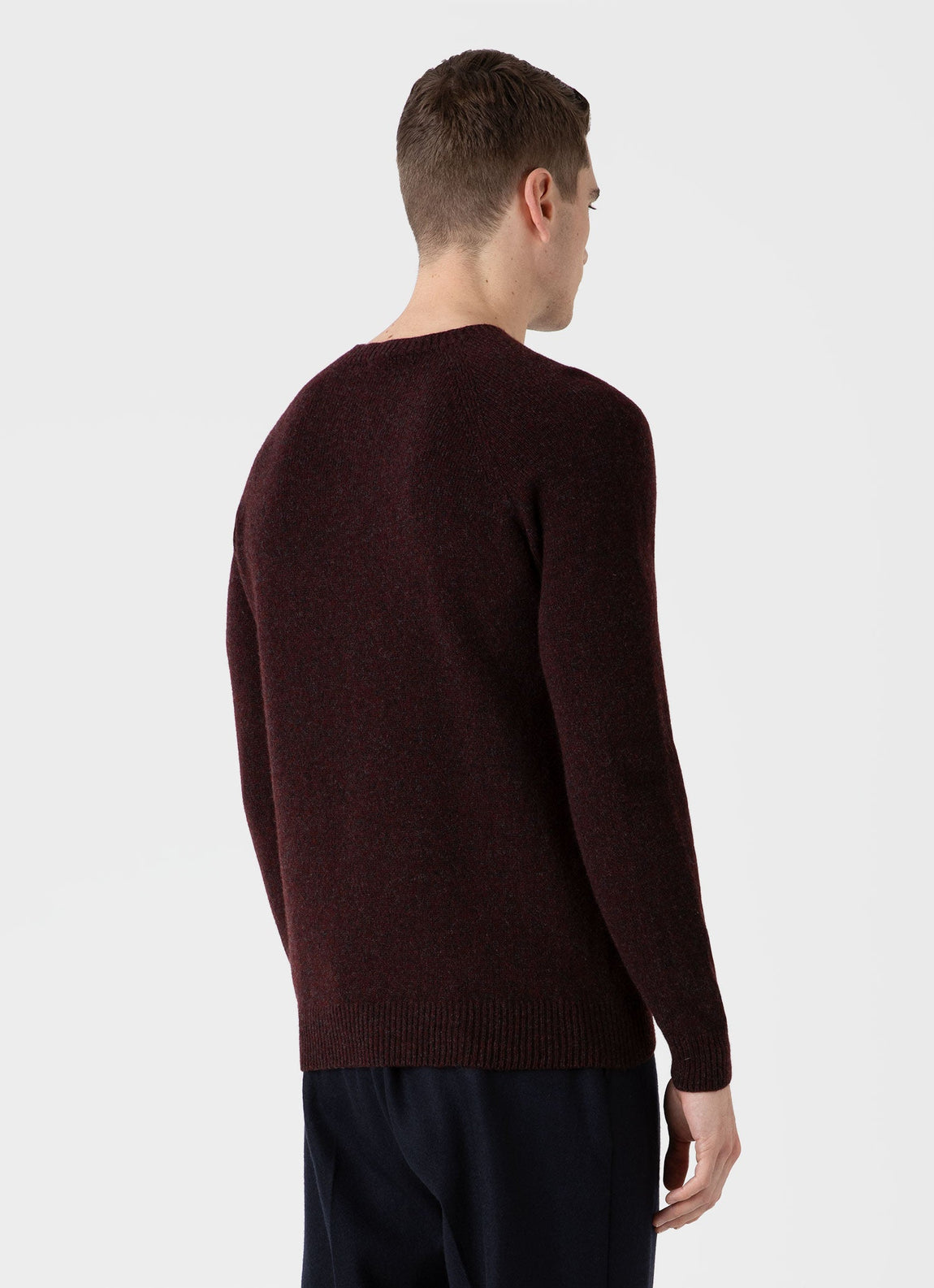 Men's Lambswool Crew Neck Jumper in Port Twist