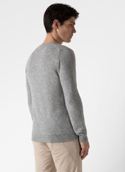 Men's Cashmere Crew Neck Jumper in Grey Melange