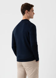 Men's Extra-Fine Merino Zip Neck in Light Navy