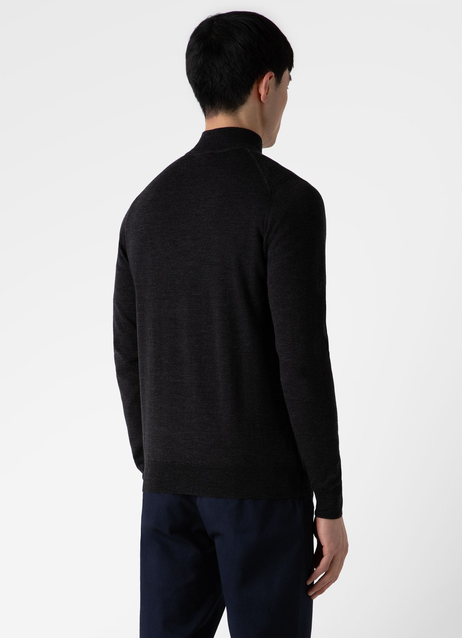 Men's Extra-Fine Merino Zip Neck in Charcoal Melange