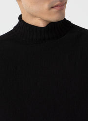 Men's Lambswool Roll Neck in Black