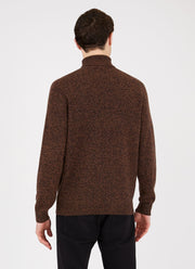 Men's Roll Neck Sweater in Caramel Twist