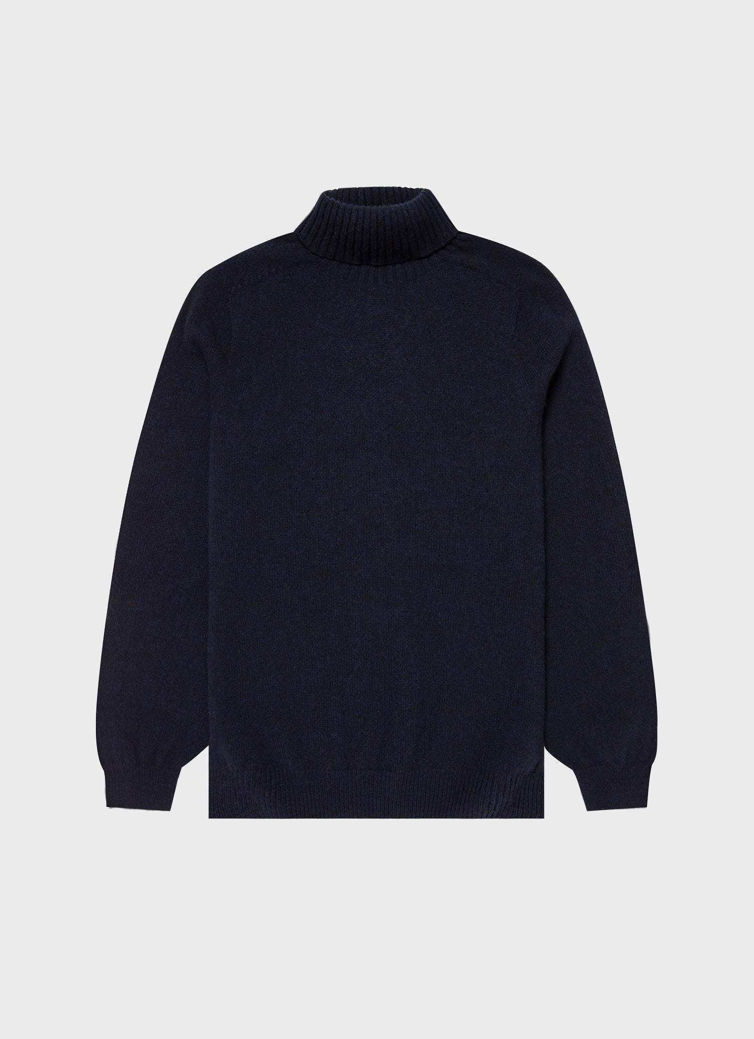 Men's Lambswool Roll Neck in Dark Navy Mouline