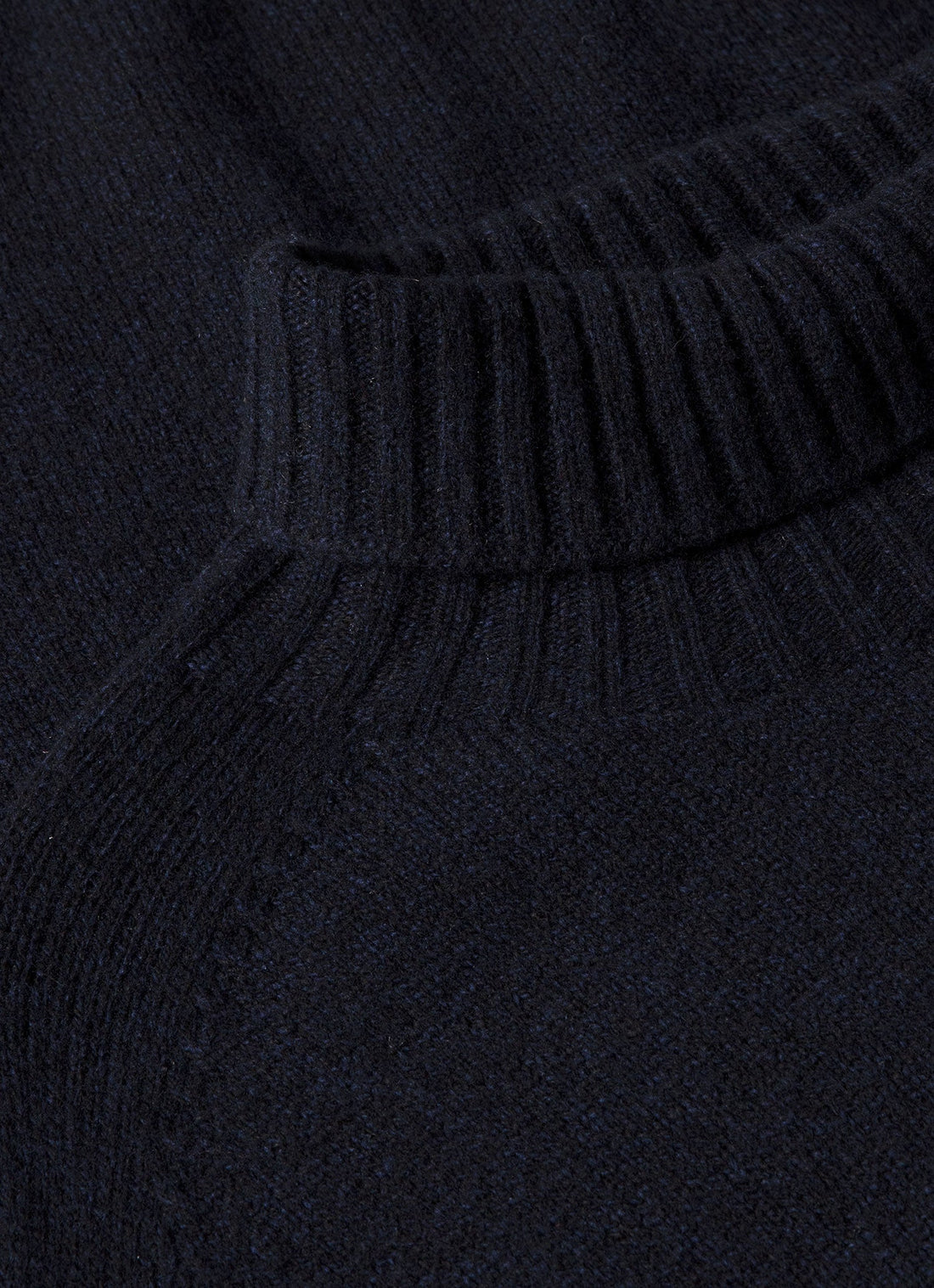 Men's Lambswool Roll Neck in Dark Navy Mouline