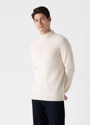 Men's Lambswool Roll Neck in Ecru