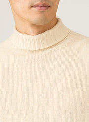 Men's Lambswool Roll Neck in Ecru