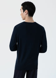 Men's Extra-Fine Merino V-neck in Light Navy